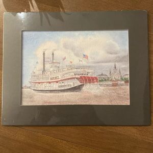 Archie Boyd Painting - Natchez Sternwheeler Steamboat - Signed/Matted 1991